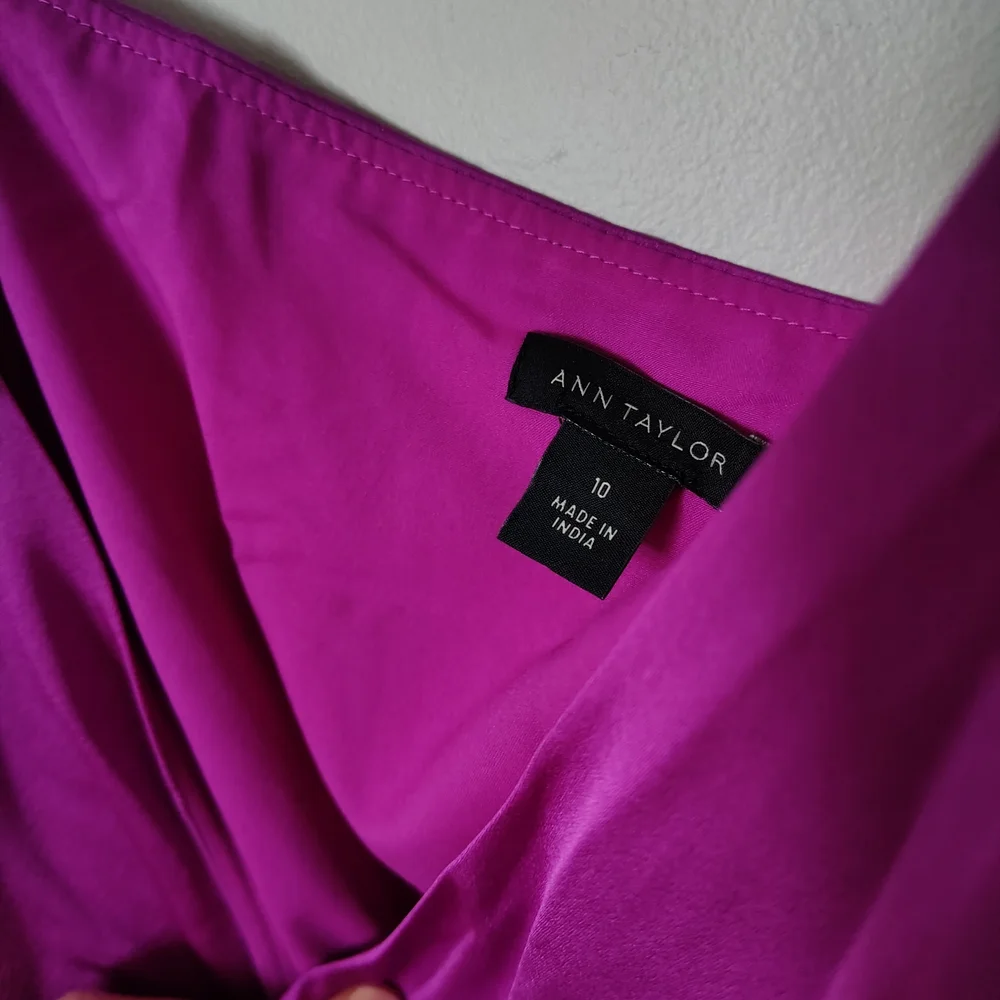 Ann Taylor Fuchsia Wrap Maxi Dress with Long Puff Sleeves - Picture 3 of 3